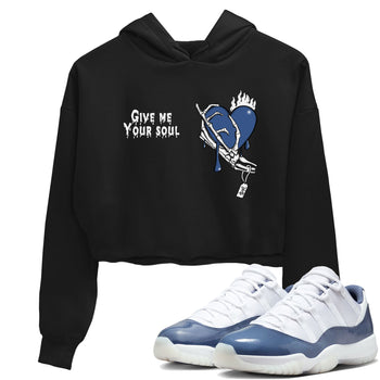 11s Diffused Blue shirts to match jordans Give Me Your Soul unique Halloween sneaker tee Air Jordan 11 Diffused Blue SNRT Sneaker Release Tees unisex cotton Black 1 Crop Shirts