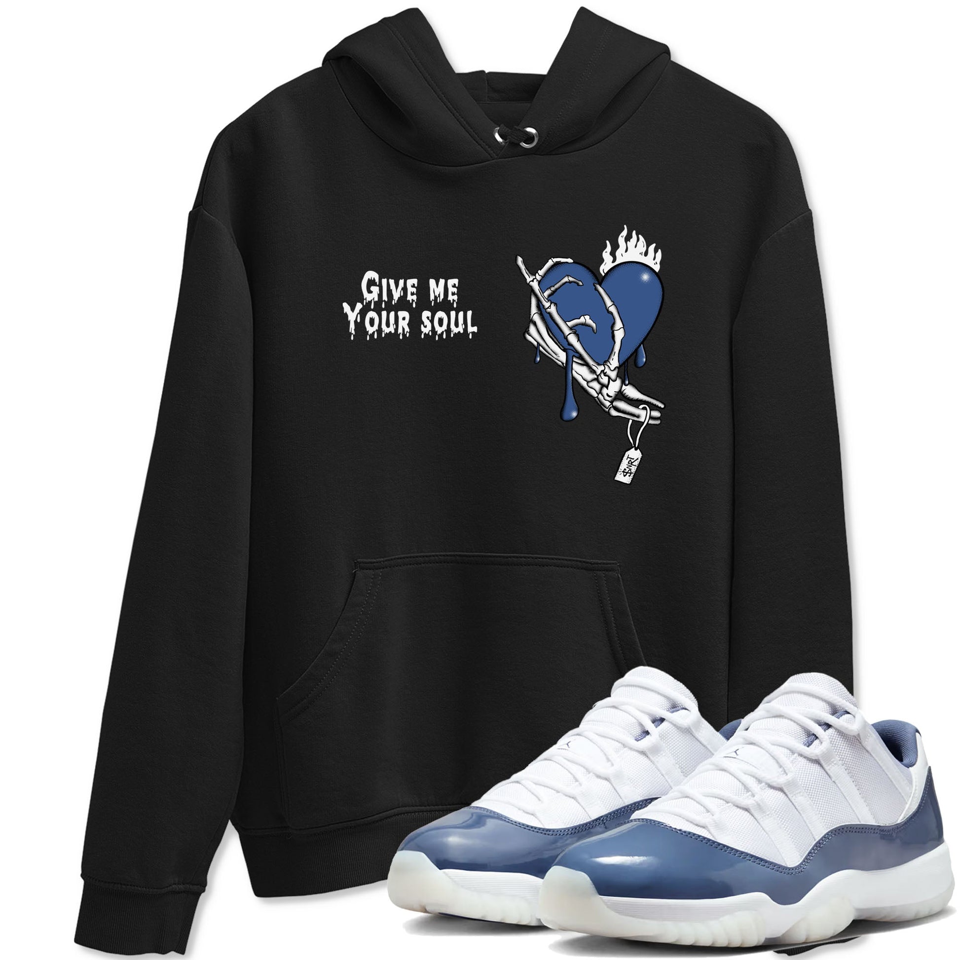 11s Diffused Blue shirts to match jordans Give Me Your Soul unique Halloween sneaker tee Air Jordan 11 Diffused Blue SNRT Sneaker Release Tees unisex cotton Black 1 crew neck shirts