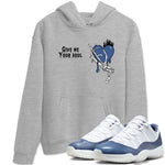 11s Diffused Blue shirts to match jordans Give Me Your Soul unique Halloween sneaker tee Air Jordan 11 Diffused Blue SNRT Sneaker Release Tees unisex cotton Heather Grey 1 crew neck shirts