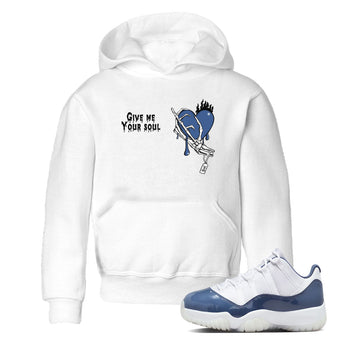 11s Diffused Blue shirts to match jordans Give Me Your Soul unique Halloween sneaker tee Air Jordan 11 Diffused Blue SNRT Sneaker Release Tees Youth Baby White 1 crew neck shirts