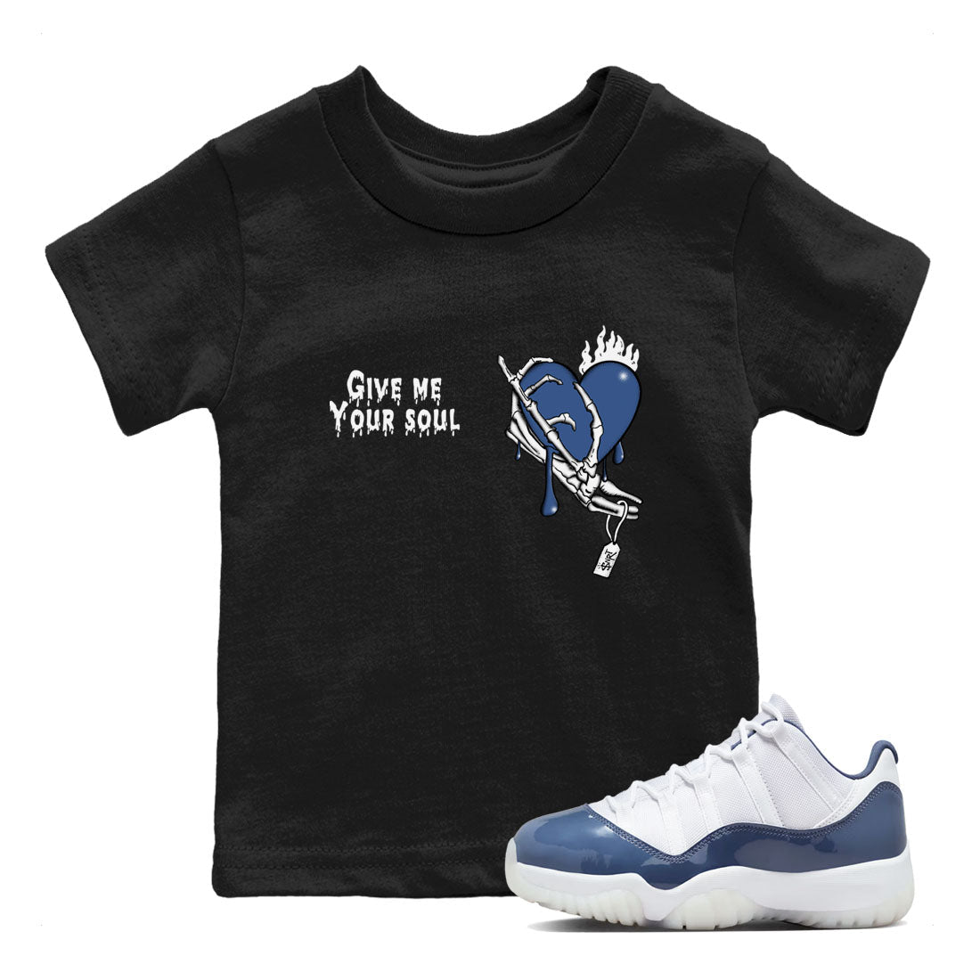 11s Diffused Blue shirts to match jordans Give Me Your Soul unique Halloween sneaker tee Air Jordan 11 Diffused Blue SNRT Sneaker Release Tees Youth Baby Black 1 crew neck shirts