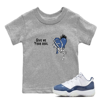 11s Diffused Blue shirts to match jordans Give Me Your Soul unique Halloween sneaker tee Air Jordan 11 Diffused Blue SNRT Sneaker Release Tees Youth Baby Heather Grey 1 crew neck shirts
