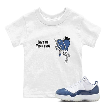 11s Diffused Blue shirts to match jordans Give Me Your Soul unique Halloween sneaker tee Air Jordan 11 Diffused Blue SNRT Sneaker Release Tees Youth Baby White 1 crew neck shirts
