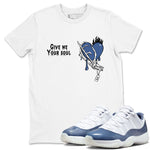 11s Diffused Blue shirts to match jordans Give Me Your Soul unique Halloween sneaker tee Air Jordan 11 Diffused Blue SNRT Sneaker Release Tees unisex cotton White 1 crew neck shirts