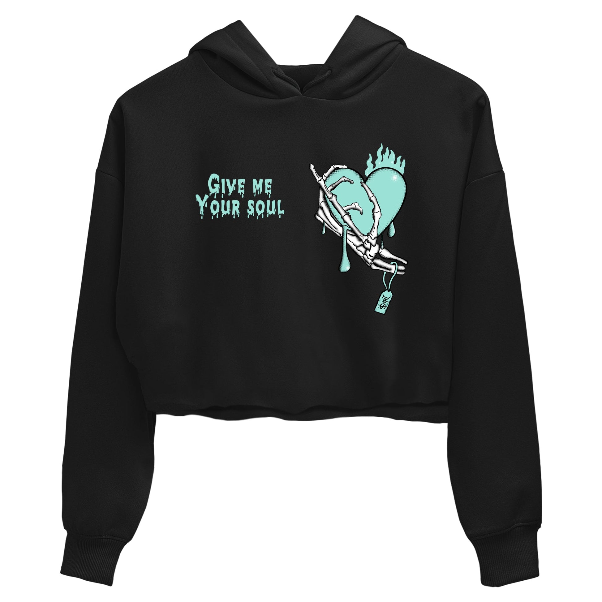 Give Me Your Soul womens crop tee made to vibe with the Air Jordan 11 Igloo sneakers — the perfect match in Black 2.