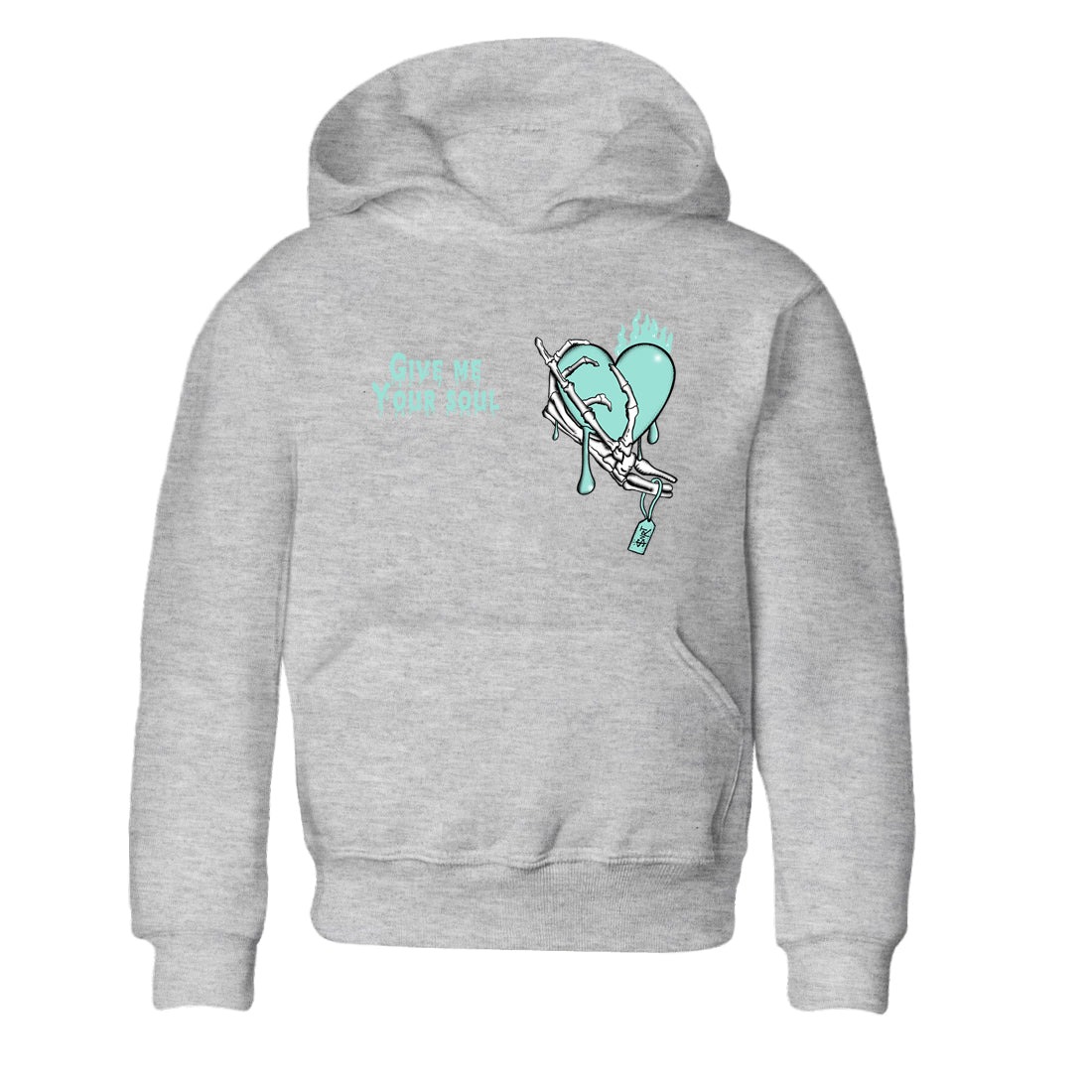 Give Me Your Soul baby and kids t-shirt crafted for little sneakerheads to shine with the Air Jordan 11 Igloo sneakers, displayed in Heather Grey 2.