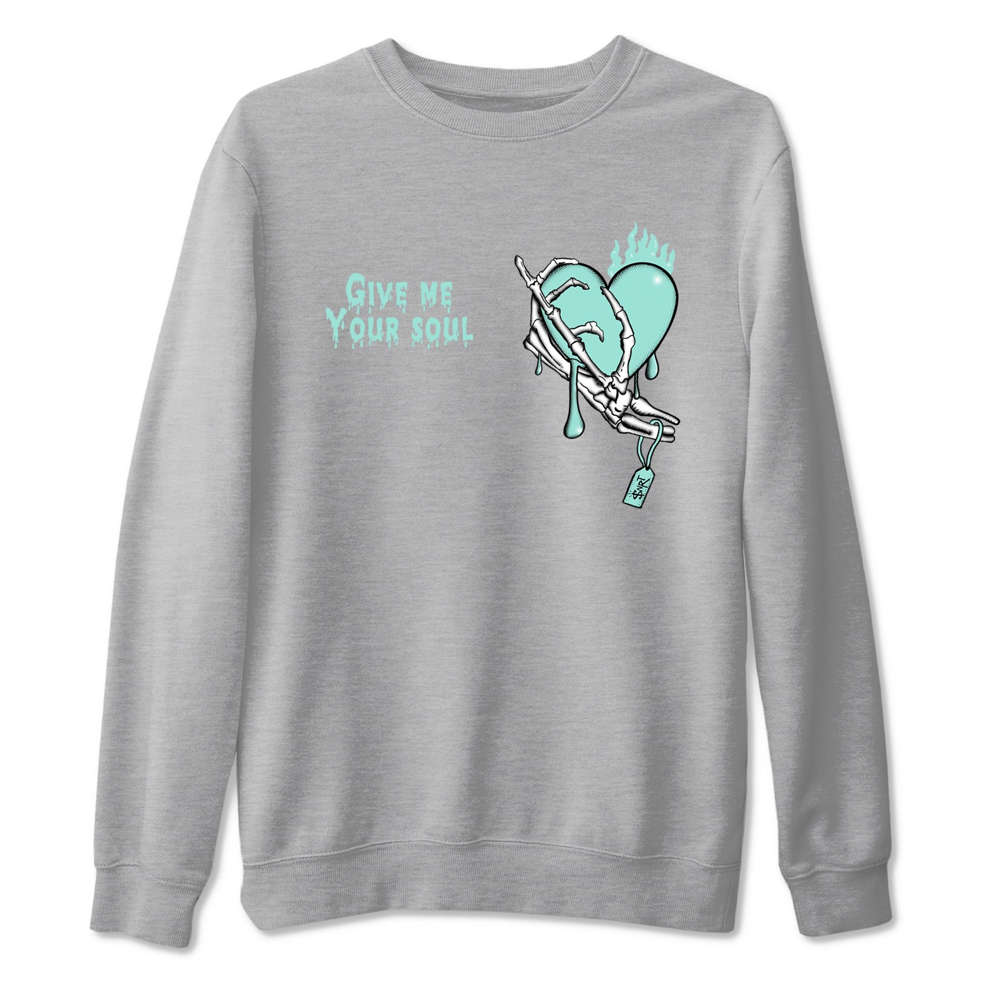 Give Me Your Soul sneaker match t-shirt styled to complete your fit with the Air Jordan 11 Igloo sneakers, shown in Heather Grey 2.