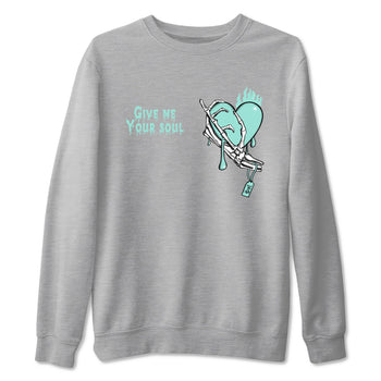 Give Me Your Soul sneaker match t-shirt styled to complete your fit with the Air Jordan 11 Igloo sneakers, shown in Heather Grey 2.