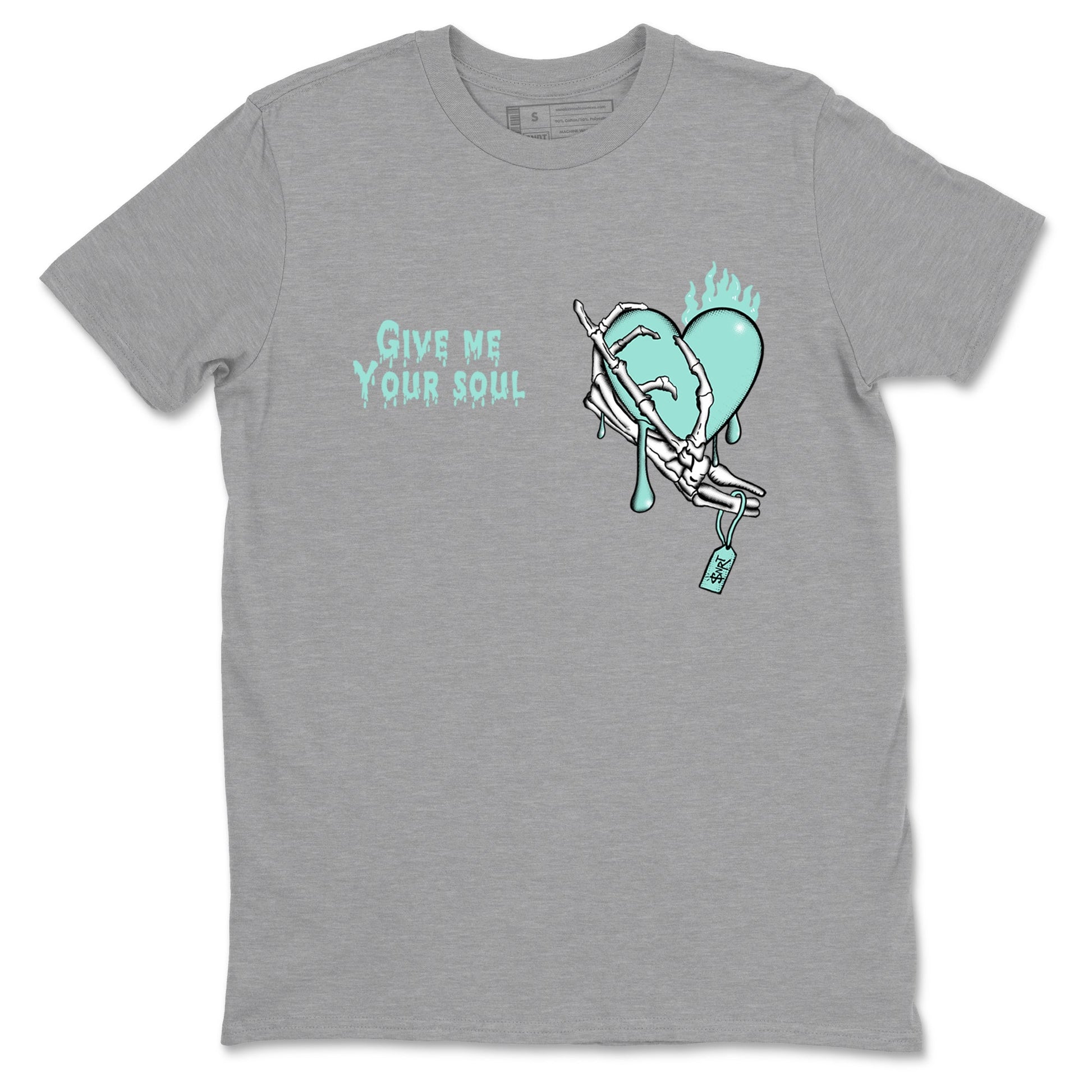 Give Me Your Soul sneaker match t-shirt styled to complete your fit with the Air Jordan 11 Igloo sneakers, shown in Heather Grey 2.