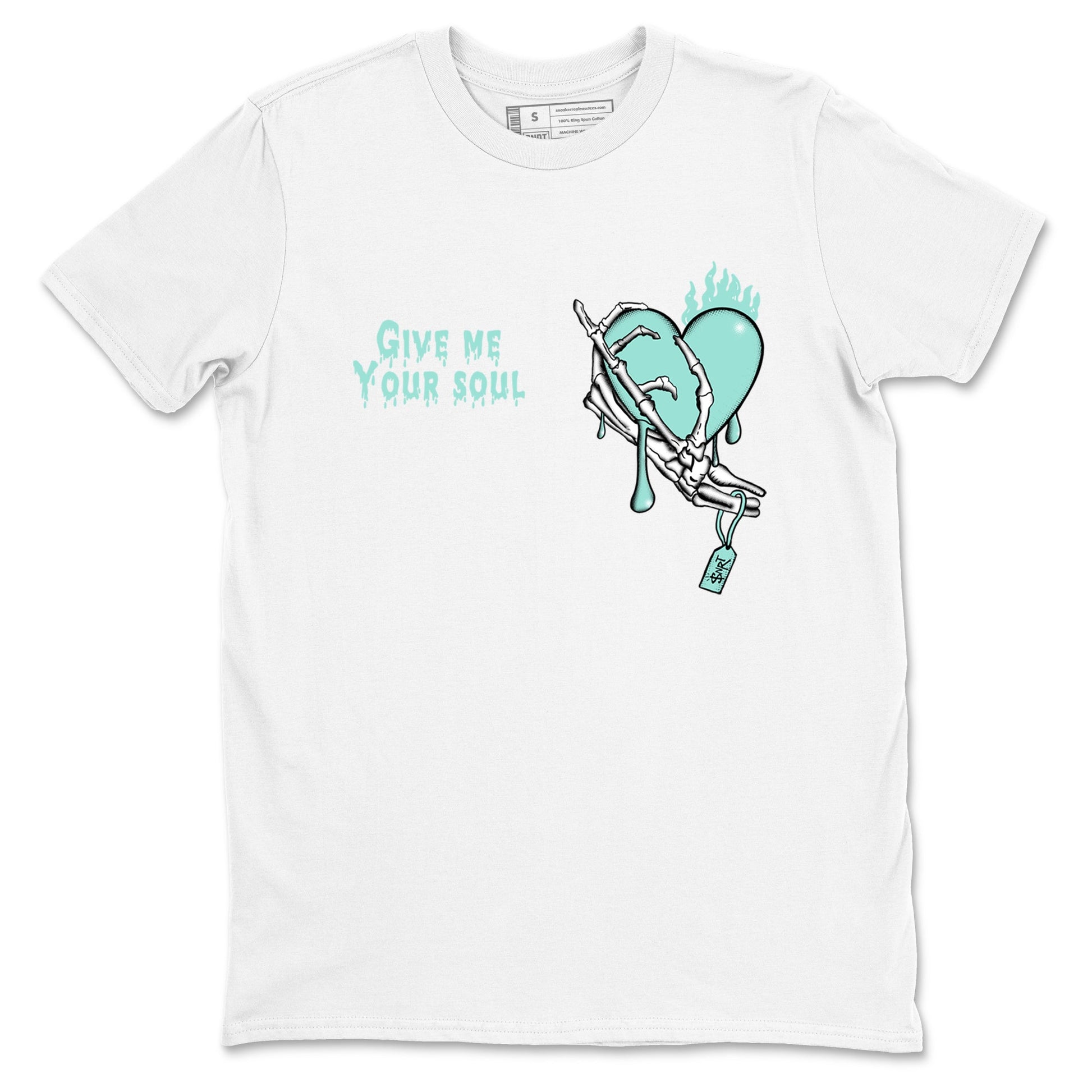 Give Me Your Soul sneaker match t-shirt styled to complete your fit with the Air Jordan 11 Igloo sneakers, shown in White 2.