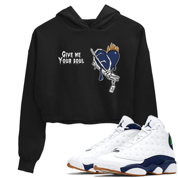 13s Midnight Navy shirts to match jordans Give Me Your Soul unique Halloween sneaker tee Air Jordan 13 Midnight Navy SNRT Sneaker Release Tees unisex cotton Black 1 Crop Shirts