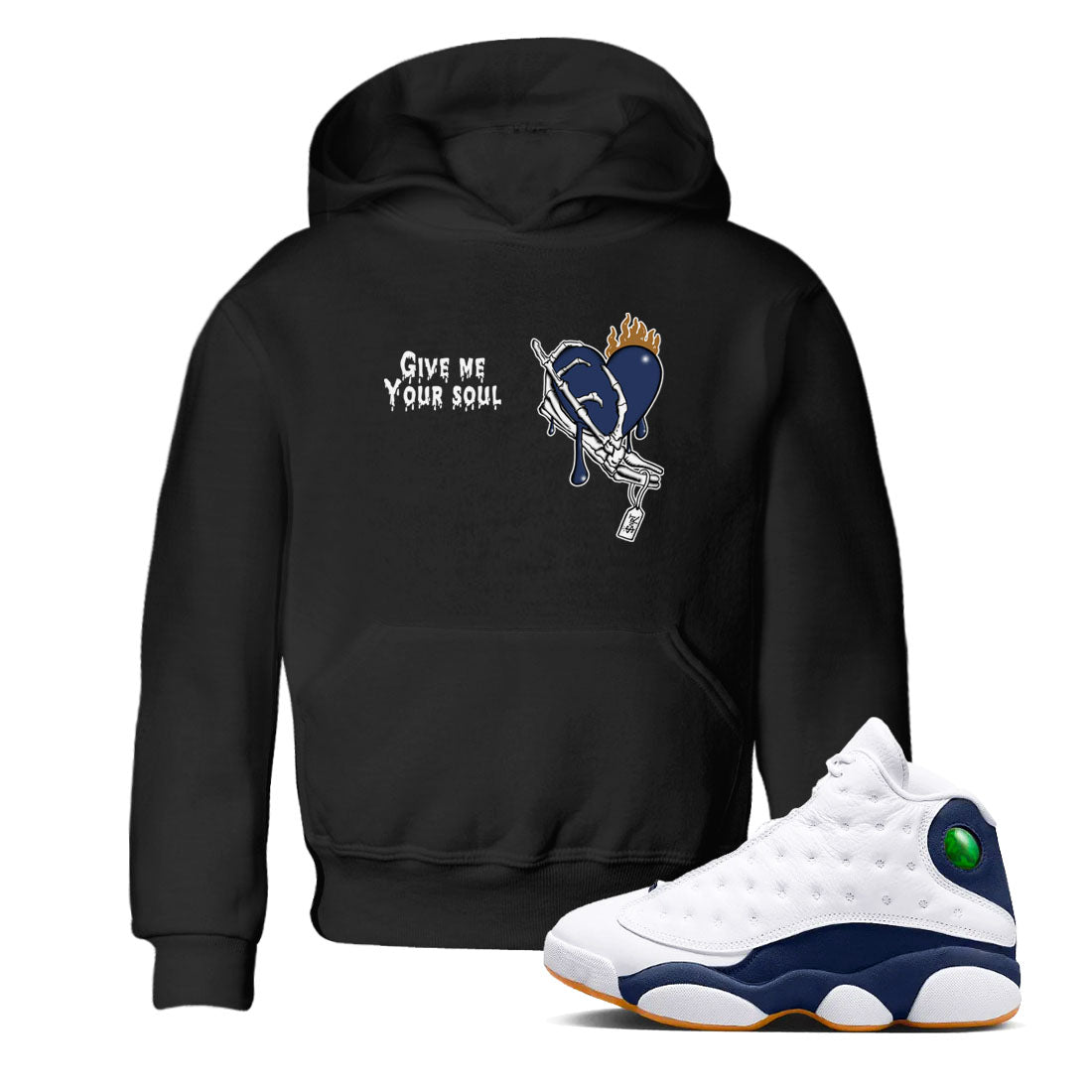 13s Midnight Navy shirts to match jordans Give Me Your Soul unique Halloween sneaker tee Air Jordan 13 Midnight Navy SNRT Sneaker Release Tees Youth Baby Black 1 crew neck shirts