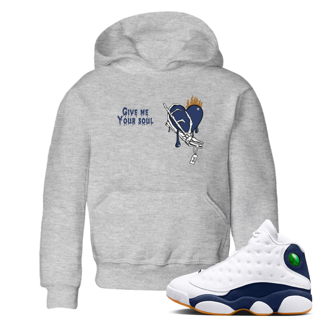 13s Midnight Navy shirts to match jordans Give Me Your Soul unique Halloween sneaker tee Air Jordan 13 Midnight Navy SNRT Sneaker Release Tees Youth Baby Heather Grey 1 crew neck shirts