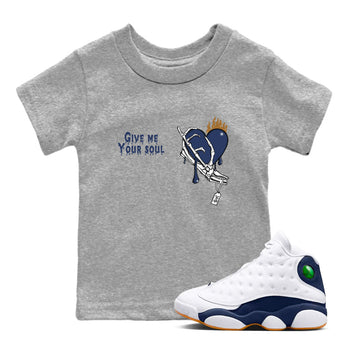 13s Midnight Navy shirts to match jordans Give Me Your Soul unique Halloween sneaker tee Air Jordan 13 Midnight Navy SNRT Sneaker Release Tees Youth Baby Heather Grey 1 crew neck shirts