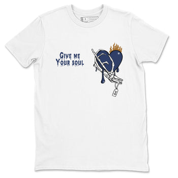 13s Midnight Navy shirts to match jordans Give Me Your Soul unique Halloween sneaker tee Air Jordan 13 Midnight Navy SNRT Sneaker Release Tees unisex cotton White 2 crew neck shirts