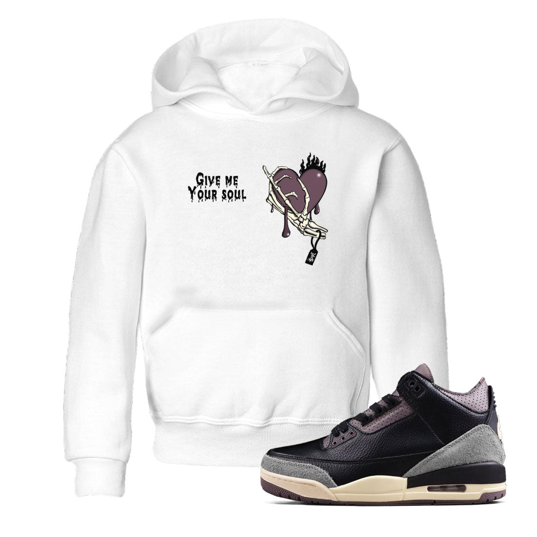3s A Ma Maniere x Black shirts to match jordans Give Me Your Soul unique Halloween sneaker tee Air Jordan 3 A Ma Maniere x Black SNRT Sneaker Release Tees Youth Baby White 1 crew neck shirts