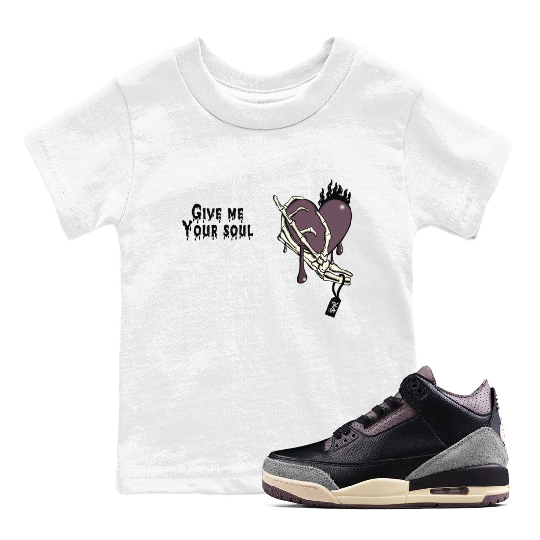 3s A Ma Maniere x Black shirts to match jordans Give Me Your Soul unique Halloween sneaker tee Air Jordan 3 A Ma Maniere x Black SNRT Sneaker Release Tees Youth Baby White 1 crew neck shirts