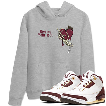 3s A Ma Maniere x Burgundy Crush shirts to match jordans Give Me Your Soul unique Halloween sneaker tee Air Jordan 3 A Ma Maniere x Burgundy Crush SNRT Sneaker Release Tees unisex cotton Heather Grey 1 crew neck shirts