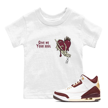 3s A Ma Maniere x Burgundy Crush shirts to match jordans Give Me Your Soul unique Halloween sneaker tee Air Jordan 3 A Ma Maniere x Burgundy Crush SNRT Sneaker Release Tees Youth Baby White 1 crew neck shirts