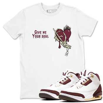 3s A Ma Maniere x Burgundy Crush shirts to match jordans Give Me Your Soul unique Halloween sneaker tee Air Jordan 3 A Ma Maniere x Burgundy Crush SNRT Sneaker Release Tees unisex cotton White 1 crew neck shirts