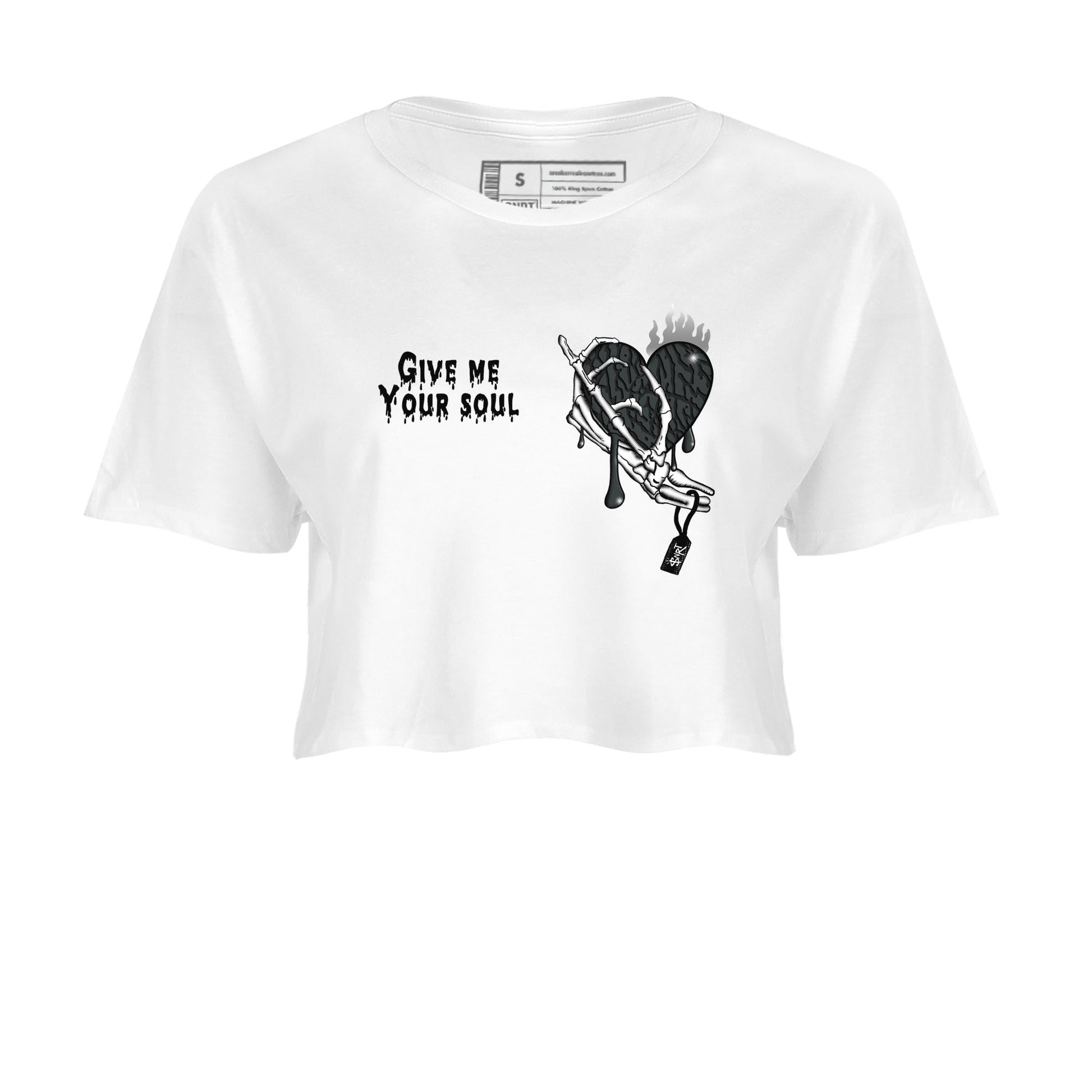 Air Jordan 3 Black Cat shirts to match jordans Give Me Your Soul sneaker match tees Jordan 3 Retro Black Cat best t shirts to wear with jordans SNRT Sneaker Tees unisex cotton White 2 crop tee