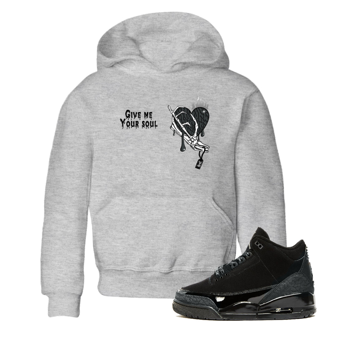 Air Jordan 3 Black Cat shirts to match jordans Give Me Your Soul sneaker match tees Jordan 3 Retro Black Cat best t shirts to wear with jordans SNRT Sneaker Tees Youth Baby Heather Grey 1 tee