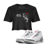 3s Cement Grey shirts to match jordans Give Me Your Soul unique Halloween sneaker tee Air Jordan 3 Cement Grey SNRT Sneaker Release Tees unisex cotton Black 1 Crop Shirts