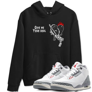 3s Cement Grey shirts to match jordans Give Me Your Soul unique Halloween sneaker tee Air Jordan 3 Cement Grey SNRT Sneaker Release Tees unisex cotton Black 1 crew neck shirts