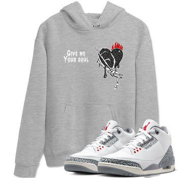 3s Cement Grey shirts to match jordans Give Me Your Soul unique Halloween sneaker tee Air Jordan 3 Cement Grey SNRT Sneaker Release Tees unisex cotton Heather Grey 1 crew neck shirts