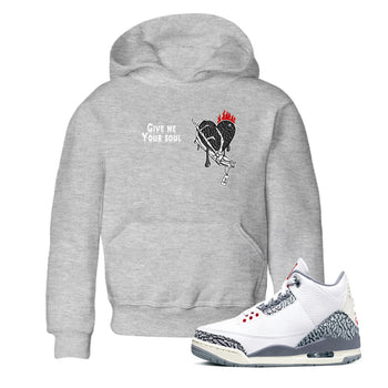 3s Cement Grey shirts to match jordans Give Me Your Soul unique Halloween sneaker tee Air Jordan 3 Cement Grey SNRT Sneaker Release Tees Youth Baby Heather Grey 1 crew neck shirts