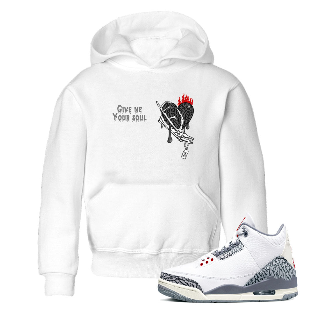 3s Cement Grey shirts to match jordans Give Me Your Soul unique Halloween sneaker tee Air Jordan 3 Cement Grey SNRT Sneaker Release Tees Youth Baby White 1 crew neck shirts