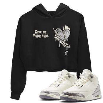 3s Sail and Cement Grey shirts to match jordans Give Me Your Soul sneaker match tees Air Jordan 3 Retro Sail and Cement Grey match shoes to clothes SNRT Sneaker Tees unisex cotton Black 1 crop tee