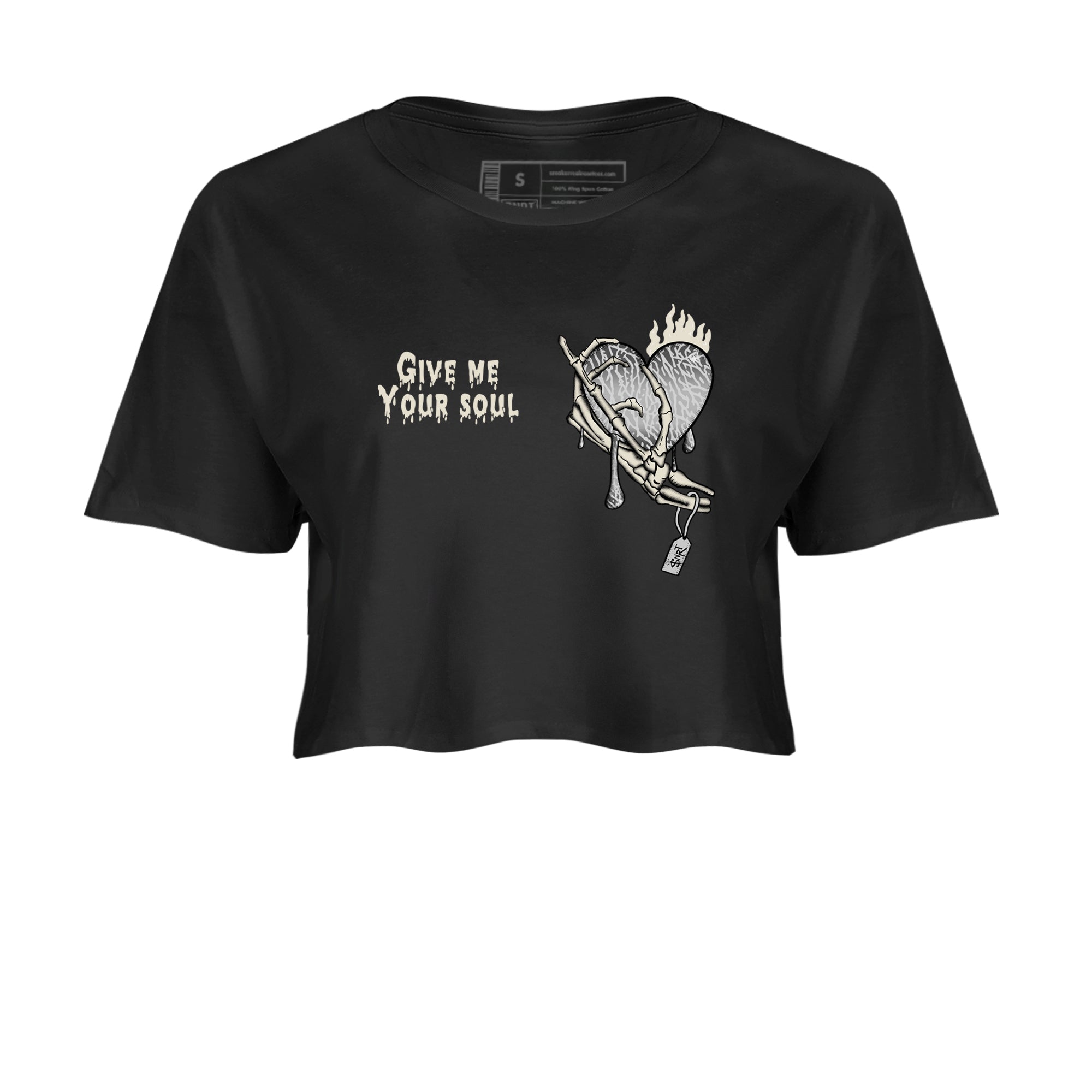 3s Sail and Cement Grey shirts to match jordans Give Me Your Soul sneaker match tees Air Jordan 3 Retro Sail and Cement Grey match shoes to clothes SNRT Sneaker Tees unisex cotton Black 2 crop tee