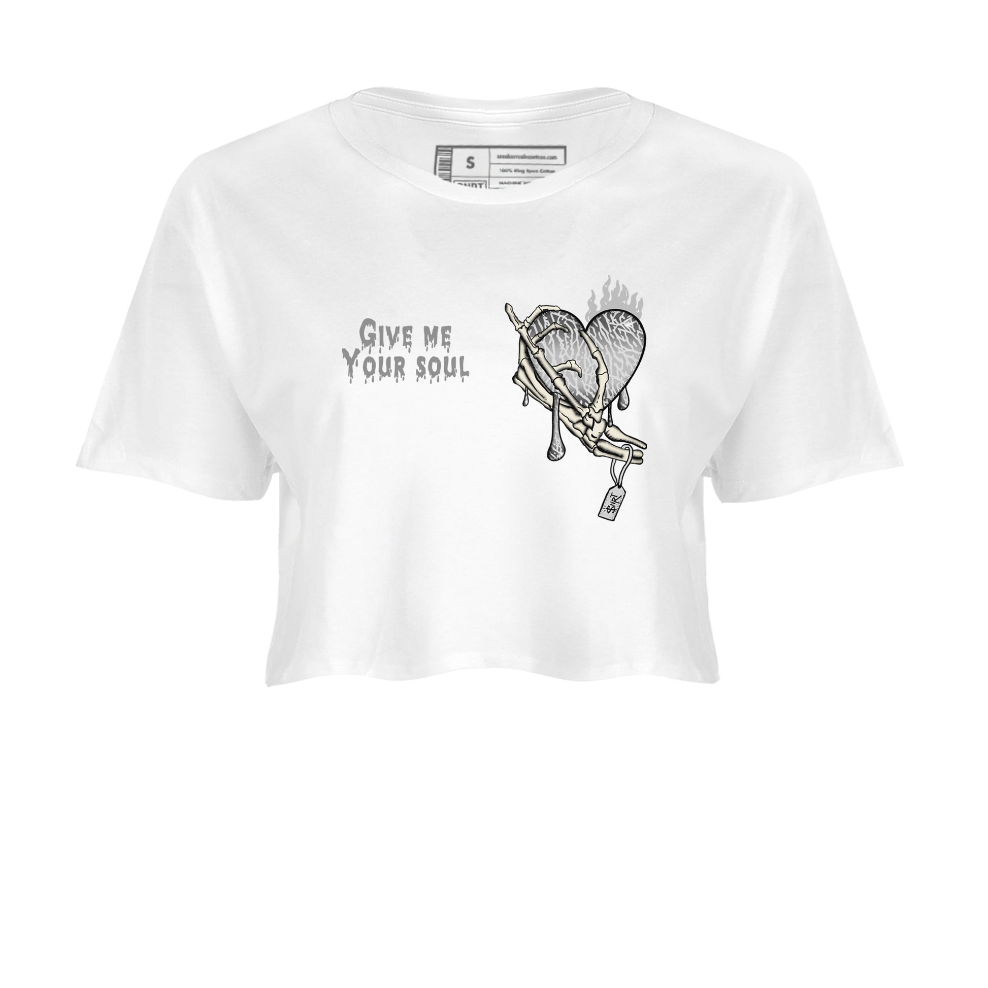 3s Sail and Cement Grey shirts to match jordans Give Me Your Soul sneaker match tees Air Jordan 3 Retro Sail and Cement Grey match shoes to clothes SNRT Sneaker Tees unisex cotton White 2 crop tee