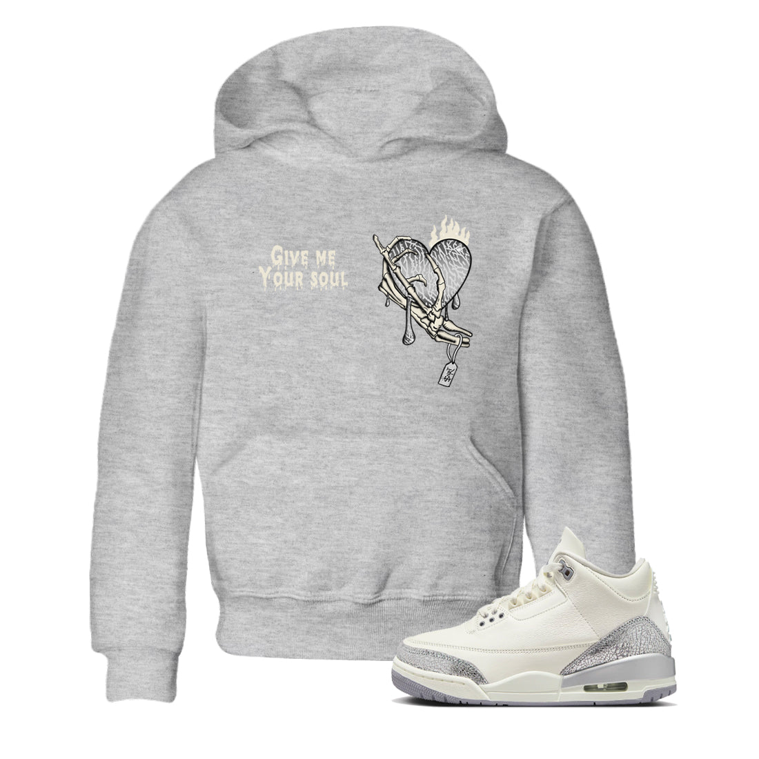3s Sail and Cement Grey shirts to match jordans Give Me Your Soul sneaker match tees Air Jordan 3 Retro Sail and Cement Grey match shoes to clothes SNRT Sneaker Tees Youth Baby Heather Grey 1 tee