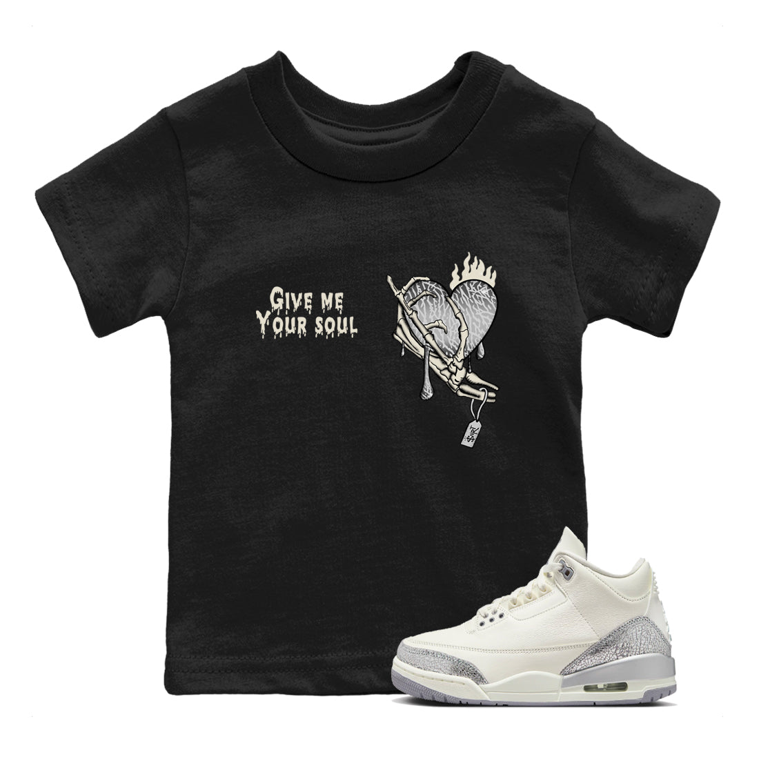 3s Sail and Cement Grey shirts to match jordans Give Me Your Soul sneaker match tees Air Jordan 3 Retro Sail and Cement Grey match shoes to clothes SNRT Sneaker Tees Youth Baby Black 1 tee