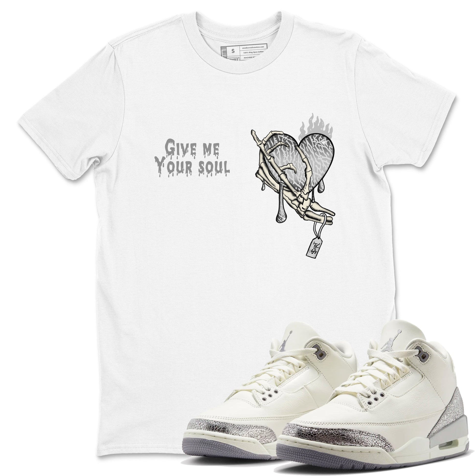3s Sail and Cement Grey shirts to match jordans Give Me Your Soul sneaker match tees Air Jordan 3 Retro Sail and Cement Grey match shoes to clothes SNRT Sneaker Tees unisex cotton White 1 shirts