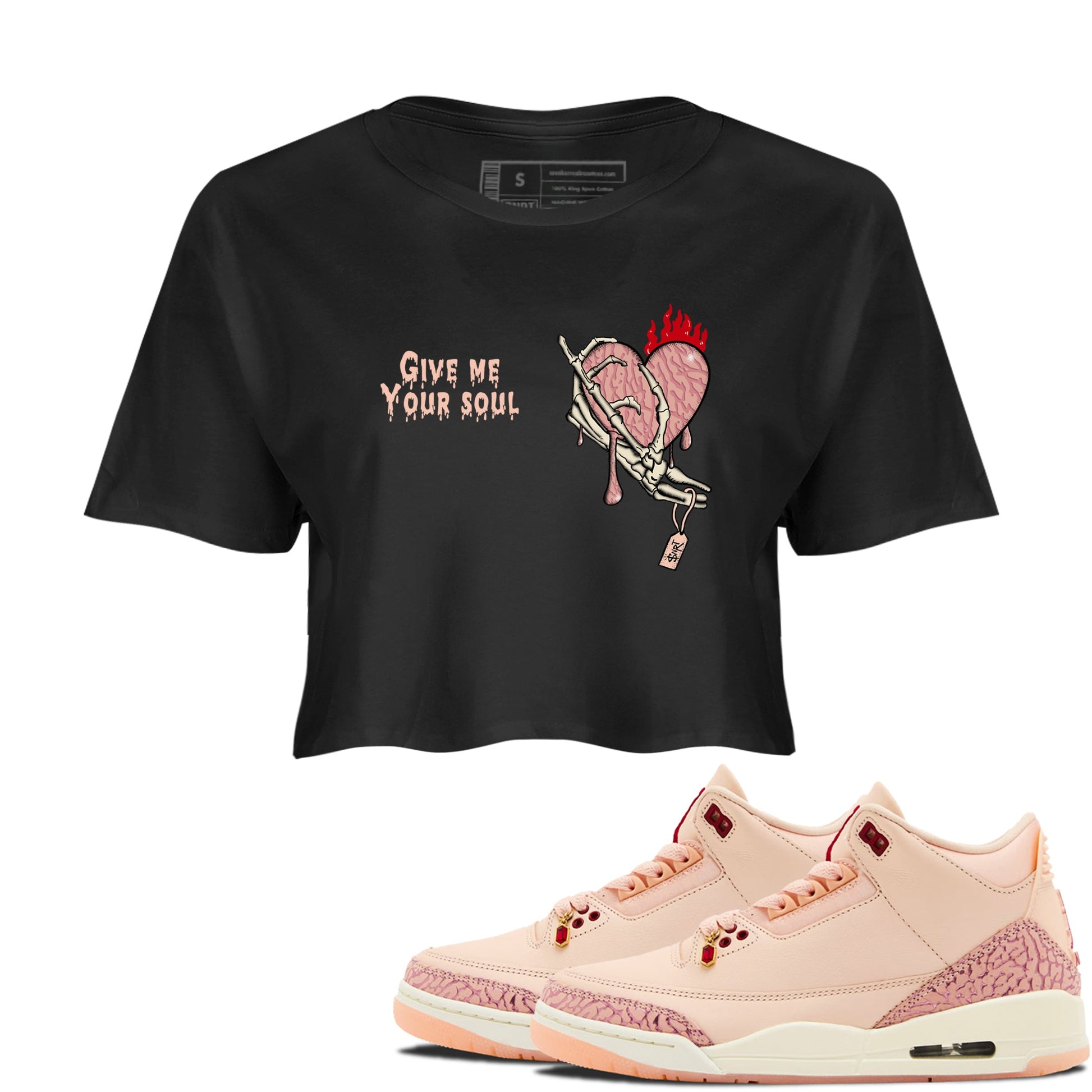 3s Valentines Day shirts to match jordans Give Me Your Soul best t shirts to wear with jordans Air Jordan 3 Valentines Day match shoes to clothes SNRT Sneaker Tees unisex cotton Black 1 crop tee