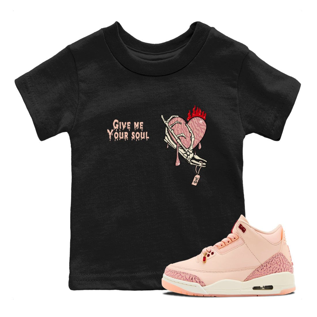 3s Valentines Day shirts to match jordans Give Me Your Soul best t shirts to wear with jordans Air Jordan 3 Valentines Day match shoes to clothes SNRT Sneaker Tees Youth Baby Black 1 tee