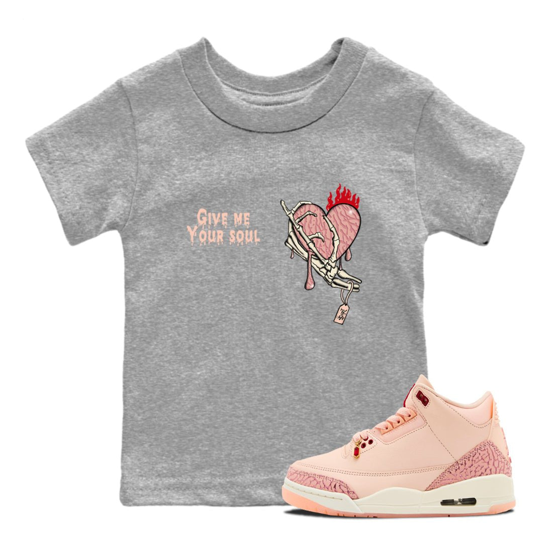 3s Valentines Day shirts to match jordans Give Me Your Soul best t shirts to wear with jordans Air Jordan 3 Valentines Day match shoes to clothes SNRT Sneaker Tees Youth Baby Heather Grey 1 tee
