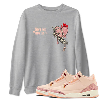 3s Valentines Day shirts to match jordans Give Me Your Soul best t shirts to wear with jordans Air Jordan 3 Valentines Day match shoes to clothes SNRT Sneaker Tees unisex cotton Heather Grey 1 shirts