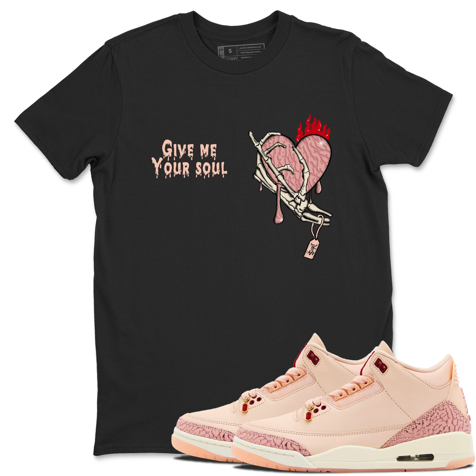 3s Valentines Day shirts to match jordans Give Me Your Soul best t shirts to wear with jordans Air Jordan 3 Valentines Day match shoes to clothes SNRT Sneaker Tees unisex cotton Black 1 shirts