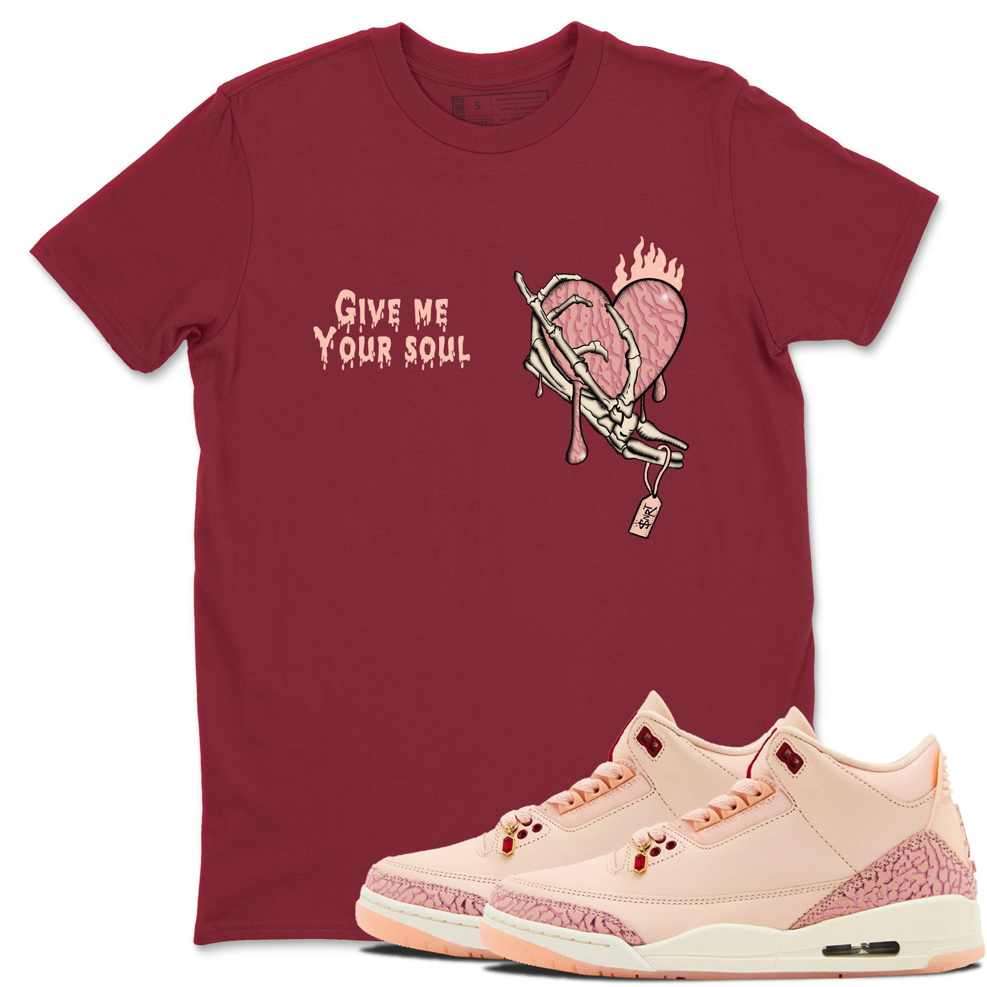 3s Valentines Day shirts to match jordans Give Me Your Soul best t shirts to wear with jordans Air Jordan 3 Valentines Day match shoes to clothes SNRT Sneaker Tees unisex cotton Cardinal 1 shirts