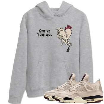 4s A Ma Maniere x Fossil Stone shirts to match jordans Give Me Your Soul unique Halloween sneaker tee 4s A Ma Maniere x Fossil Stone match shoes to clothes SNRT Sneaker Tees unisex cotton Heather Grey 1 shirts