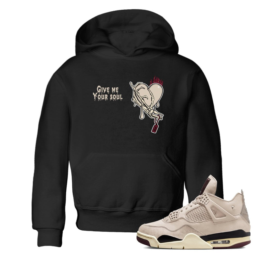 4s A Ma Maniere x Fossil Stone shirts to match jordans Give Me Your Soul unique Halloween sneaker tee 4s A Ma Maniere x Fossil Stone match shoes to clothes SNRT Sneaker Tees Youth Baby Black 1 tee