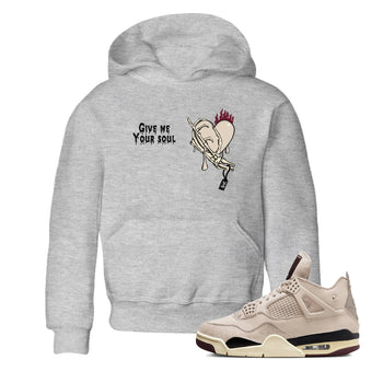 4s A Ma Maniere x Fossil Stone shirts to match jordans Give Me Your Soul unique Halloween sneaker tee 4s A Ma Maniere x Fossil Stone match shoes to clothes SNRT Sneaker Tees Youth Baby Heather Grey 1 tee