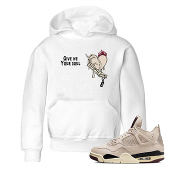 4s A Ma Maniere x Fossil Stone shirts to match jordans Give Me Your Soul unique Halloween sneaker tee 4s A Ma Maniere x Fossil Stone match shoes to clothes SNRT Sneaker Tees Youth Baby White 1 tee