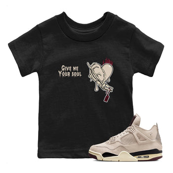 4s A Ma Maniere x Fossil Stone shirts to match jordans Give Me Your Soul unique Halloween sneaker tee 4s A Ma Maniere x Fossil Stone match shoes to clothes SNRT Sneaker Tees Youth Baby Black 1 tee