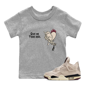 4s A Ma Maniere x Fossil Stone shirts to match jordans Give Me Your Soul unique Halloween sneaker tee 4s A Ma Maniere x Fossil Stone match shoes to clothes SNRT Sneaker Tees Youth Baby Heather Grey 1 tee