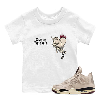 4s A Ma Maniere x Fossil Stone shirts to match jordans Give Me Your Soul unique Halloween sneaker tee 4s A Ma Maniere x Fossil Stone match shoes to clothes SNRT Sneaker Tees Youth Baby White 1 tee